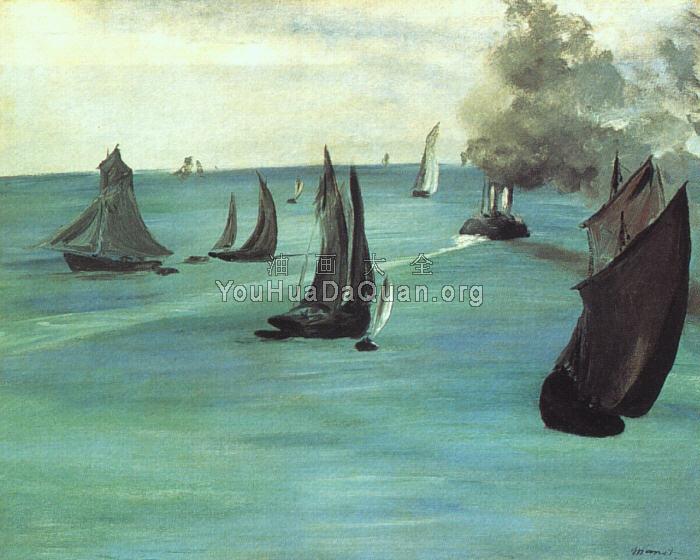 The Beach at Sainte Adresse - 爱德华·马奈